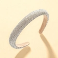 Sparkling full crystal sponge headband with silver rhinestones and non-slip lining - White