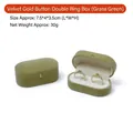 Grass green flocked velvet double ring box with gold buckle closure and white lining - Double Ring Box / 7.5*4*3.5cm / Grass Green