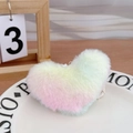 Barrette à cheveux cœur en peluche faite main aux couleurs macaron dégradées - Coeur Coloré (Sans Fermoir)