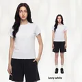 Women's ivory white slim-fit short sleeve T-shirt with cool-touch HeiQ fabric - S / Ivory