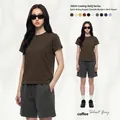 Women's brown HeiQ cooling T-shirt with quick-dry fabric and athletic fit design - S / Coffee
