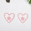 Set of two heart-shaped wooden Christmas ornaments with snowflake patterns on white background - Heart Shape White Type 2