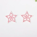 Set of 2 Christmas star-shaped wooden ornaments with red snowflake design and hanging holes - Star Shape White Type 1