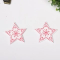 Pair of star-shaped wooden Christmas ornaments with red snowflake patterns and top hanging holes - Star Shape White Type 2