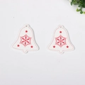 Detail of wooden Christmas bell ornaments with red snowflake and star patterns - Christmas Bell White