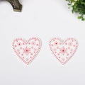 Set of two white wooden heart pendants with red snowflake prints for holiday DIY crafts - Heart Shape White Type 1