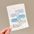 Set van 6 blauwe BB-haarklemmetjes voor meisjes met effen, geruite en bloemenpatronen - Blauw - 6 st.