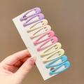 Set of 10 colorful macaron droplet hair clips for girls on a white display card - Drip Oil Drop Style (4#) / 10 Pieces/Pack / Light Macaron Colors
