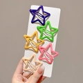 Five-pack of colorful star-shaped hair clips for girls in vibrant matte pastel shades - Colorful Star Style (2#) / Five-Piece Set