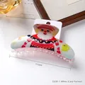 Süße weihnachtliche 11,5 cm Haarklammer aus weißem Acryl mit Weihnachtsmann-Motiven - 1# Weiß - Weihnachtsmann (11.5cm)