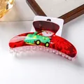 11,5 cm rote Weihnachts-Haarklammer mit Weihnachtsmann-Zug aus Acryl für Frauen - 2# Rot - Weihnachtsmann Zug (11.5cm)