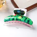 Green Christmas tree pine needle pattern hair claw clip 11.5cm with acrylic festive ornaments - 5# Christmas Tree Style (11.5cm)