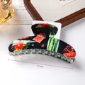 Large black Christmas claw clip with red floral pattern and festive gift box design - 6# Black - Christmas Flower Gift Box (11.5cm)