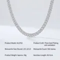 Silver moissanite cuban link necklace with 552 round stones and thick gold plating - 45cm Long 8mm Wide/No Cert