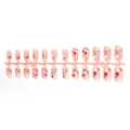 Quadratische Kunstnägel zum Aufkleben in Nude-Rosa mit bunten 3D-Blumenmustern - 3D Blumenstil (GZ-10-66)