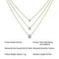 Three-layer 18K gold S925 silver necklace with 8.0/6.5/5.0mm moissanite pendants - N15316 0.5ct+1ct+2ct Moissanite - Triple Round