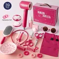 Set parrucchiere giocattolo rosa 39 pezzi con asciugacapelli e trucchi per bambine - Set Scatola Regalo Asciugacapelli da 39 pezzi