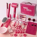 Set parrucchiere giocattolo per bambini 45 pezzi con asciugacapelli elettrico rosa - Confezione Regalo Asciugacapelli e Piastra da 45 pezzi