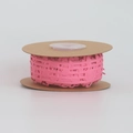 Pink ribbon roll with elegant hollow embossed floral pattern for gift wrapping and DIY crafts - With Core / Size 10 / Rose Red