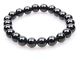 Polished natural black agate beaded bracelet with elastic cord and glossy round stones - 6A Black Agate Stone Bracelet 8mm