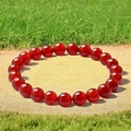 Natural red agate crystal bead bracelet with magnetic stones in a polished single-loop design - 6A Red Agate Stone Bracelet 8mm