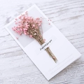 Minimalist greeting card with pink dried gypsophila flowers and 'Especially for you' text - Pink Baby's Breath Dried Flower Style