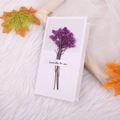 Handmade greeting card featuring a bouquet of dried purple flowers on white paper card - Purple Crystal Grass Style