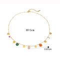 Golden heart pendant necklace with colorful beaded flowers and 40+5cm thin chain - Colorful Beaded Flower Heart Necklace (H408)