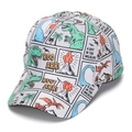 Kids baseball cap featuring vibrant colorful cartoon dinosaur prints on white canvas - 52-54cm / #34 (Dinosaur Comic)
