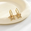 Elegant gold star hoop earrings with sparkling zircon crystals for women - Star Earrings