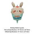 Bunny cupcake foil balloon with Happy Birthday text for party decorations BSR007 - Rabbit Cupcake
