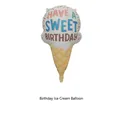 Ice cream cone foil balloon for birthday party, featuring have a sweet birthday print - Matte Birthday Ice Cream