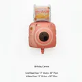 Pink camera shaped birthday foil balloon with Happy Birthday graphics for party decor - Matte Birthday Camera