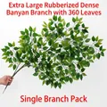 Artificial banyan branch with 360 green glue-coated leaves for realistic landscaping - Extra Large Glue-coated Dense Banyan 1 Piece