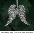 Transparent crystal angel wings hanging ornament for Christmas tree decor, medium size - Medium / Clear