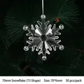 Lot de 50 décorations de flocon de neige transparents de 70mm pour sapin de Noël - 70mm / Flocon de neige style 73