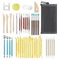 Comprehensive 40-piece clay sculpting tool set with a black zippered storage case - 44-Piece Pottery Tool Set (Zipper Cloth Bag)