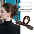 Dark brown glossy bow hair claw clip for elegant updo hairstyles in amber autumn tones - Large Bow Shape Hair Claw