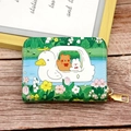 Floral accordion card holder with cute duck and rabbit illustration and gold zipper - 18-Card - Summer Cute Bear & Rabbit