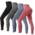 Nahtlose High-Waist Yoga-Leggings mit Mesh-Details in Schwarz, Grau, Blau und Rosa Farben - S / 4er-Pack: Schwarz Grau Rot Blau