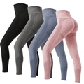 Hoch taillierte nahtlose Fitness-Leggings in Schwarz, Grau, Blau und Rosa mit Mesh-Struktur - S / 4er-Pack: Schwarz Grau Blau Rosa