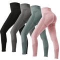Nahtlose Yogahose mit hoher Taille in Schwarz Grau Cyan und Rosa mit atmungsaktivem Netz - S / 4er-Pack: Schwarz Grau Grün Rosa