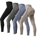 Leggings de yoga taille haute sans couture en noir, gris, bleu denim et brun clair - 混色(黑灰蓝卡其)