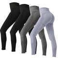 Leggings de yoga sans couture taille haute noirs, gris foncé et lilas avec maille - 混色(黑黑灰浅灰)