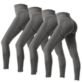 Pack de 4 leggings de yoga sans couture gris chiné avec taille haute et effet push-up - Gris