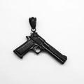 Collar hip hop para hombre de acero de titanio negro con colgante grande de pistola Desert Eagle - Sin cadena / Negro