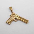 Colgante de pistola en oro pulido de acero titanio, accesorio de collar estilo punk - Sin cadena / Dorado