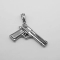 Colgante grande de pistola Desert Eagle de acero de titanio plateado estilo punk hip hop - Sin cadena / Color Acero