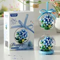 Blue eternal flower building block ball with yellow butterfly in transparent sphere - Gypsophila Crystal Ball / 133pcs/Hangable Or Standing