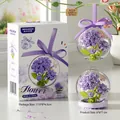 Purple rose building block set in clear sphere with ribbon for table or hanging display - Purple Bubble Crystal Ball / 108pcs/Hangable Or Standing